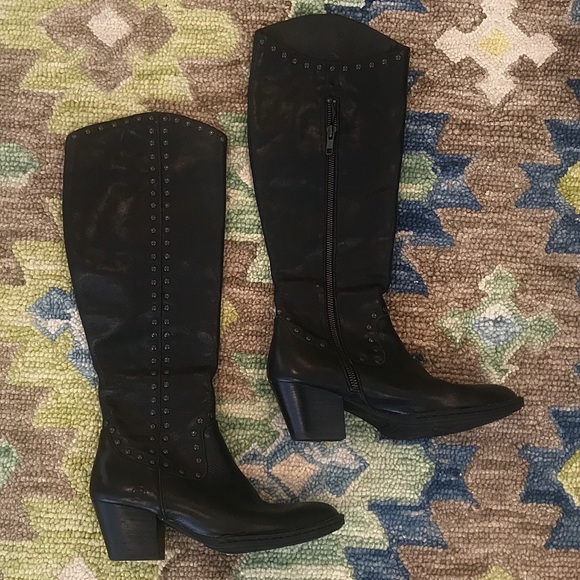 Born Shoes - Born Leather Kamryn Studded Knee Boots